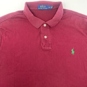 Polo Ralph Lauren Men's Large Burgundy Red Short Sleeve‎ Custom Fit Polo Shirt
